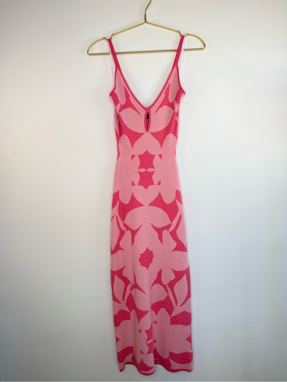 Lulu's Two-Tone Pink Floral Cutout Midi Dress - Picture 9 of 15